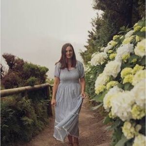 ISO Little Cottonwood Blue or Red Gingham Parker Dress in medium